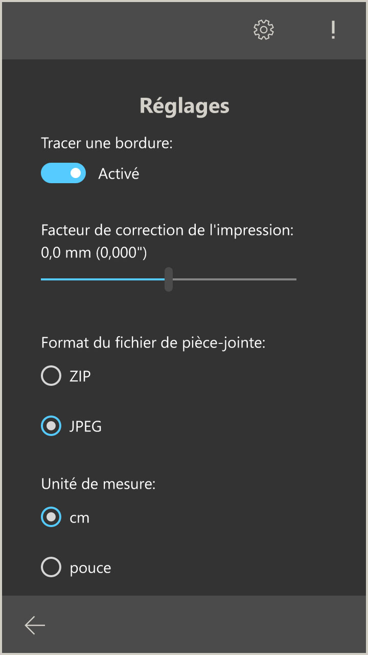 Paramètres de l'application (Application Windows 10)